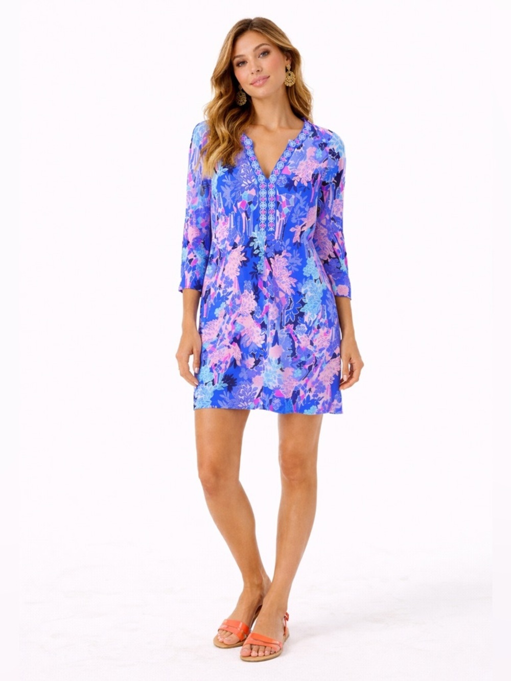 Lilly Pulitzer Melli Dress M Iris Blue Graffiti Park Colorful Coastal Preppy